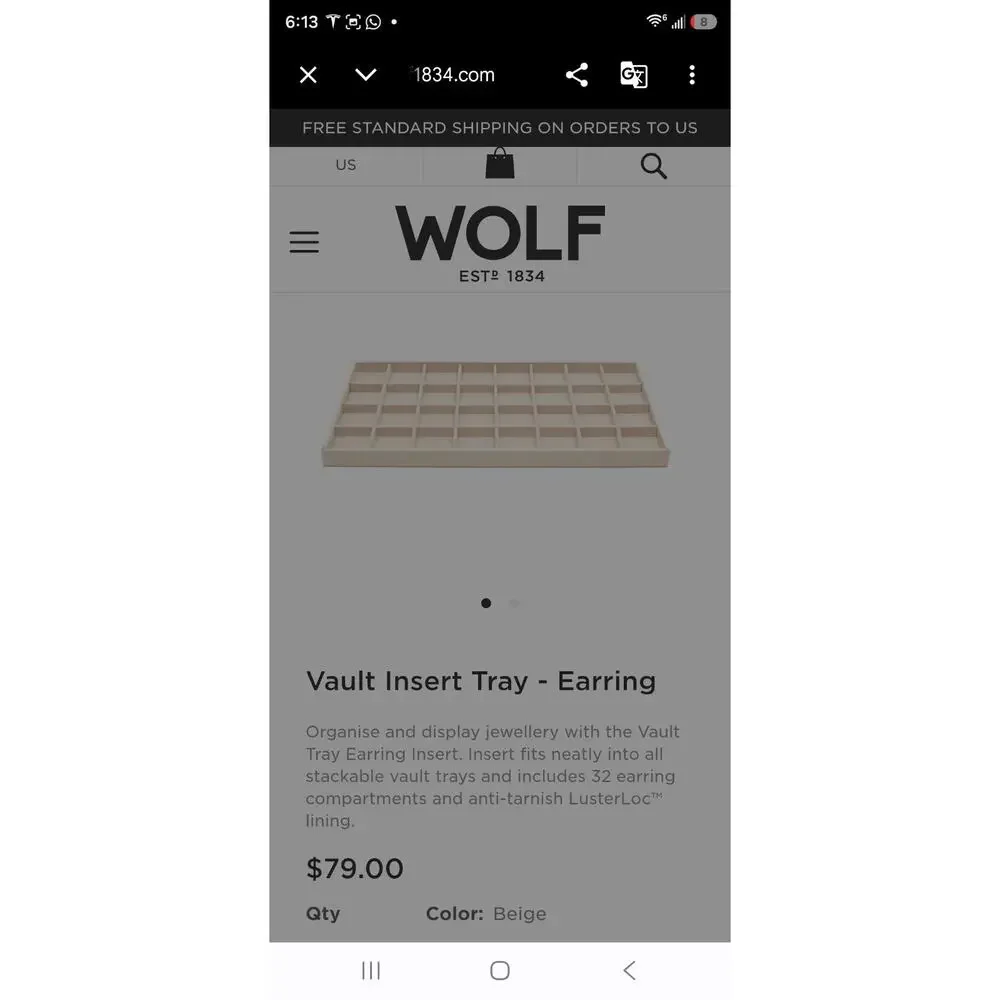 Wolf Vault Tray Earring Insert Beige, 32 Compartments